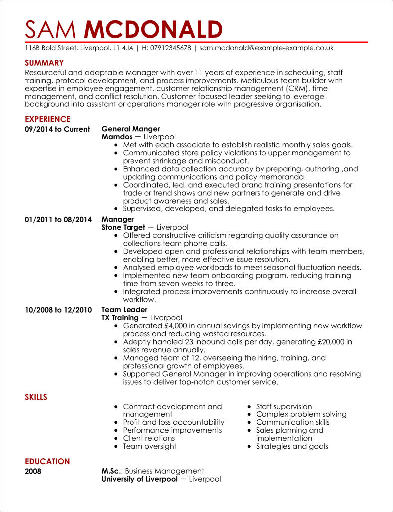 account manager cv template