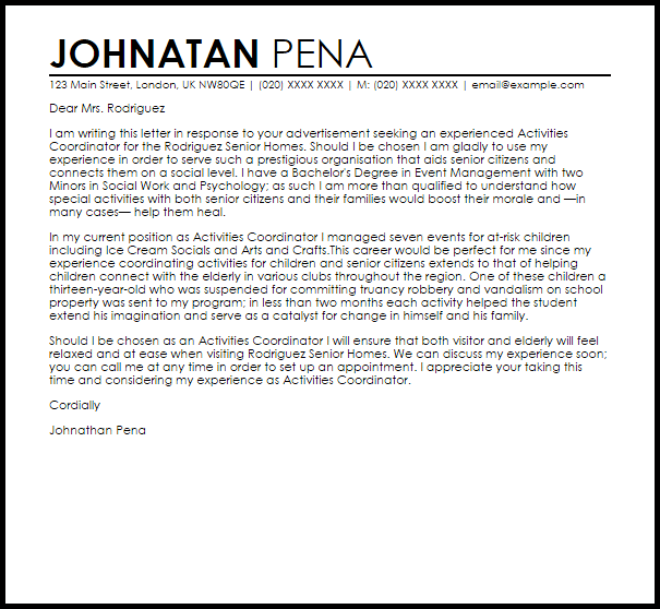 Student Services Coordinator Cover Letter July 2021