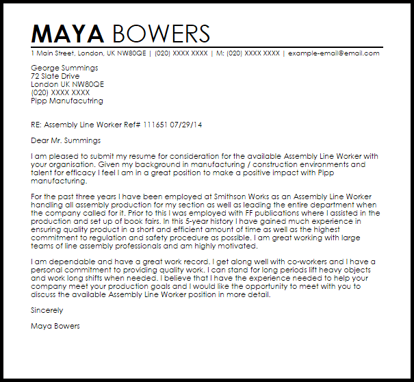 assembly line worker cover letter sample livecareer basketball coach cover letters