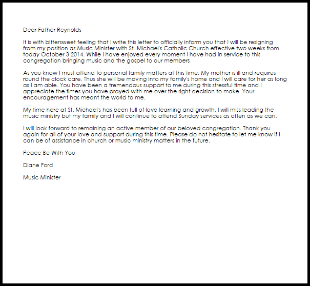 church resignation letter resignation letters livecareer examples of cvs and cover letters