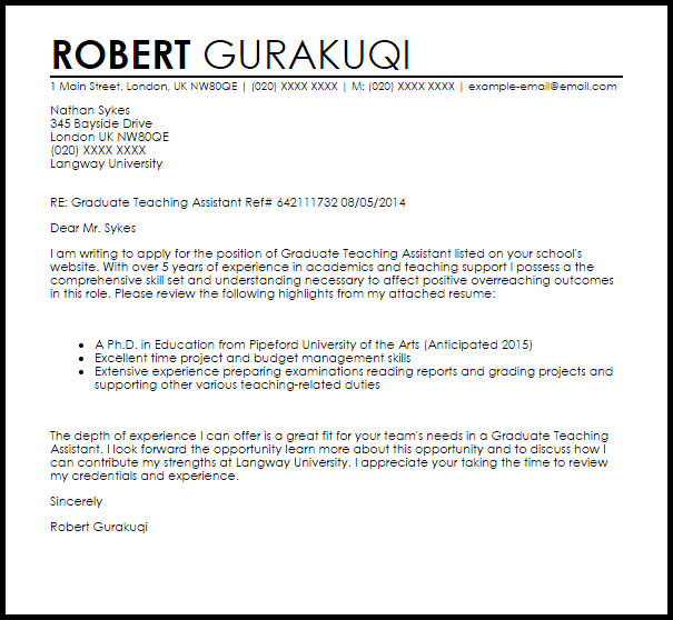 Letter of interest for teaching position