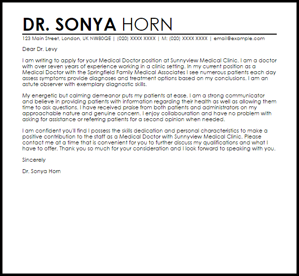 Doctor cover letter resume