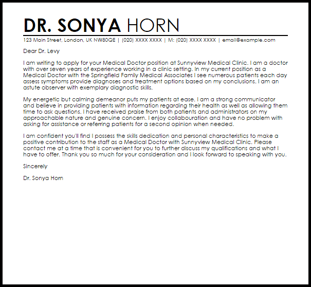 cover letter of doctor