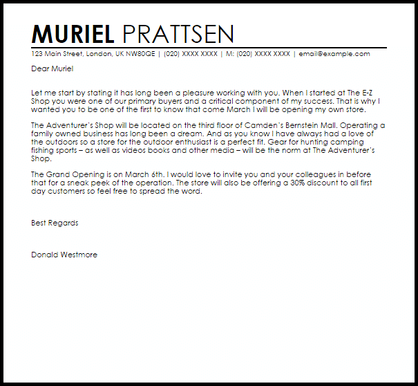 New Business Announcement Letter | Announcement Letters | LiveCareer