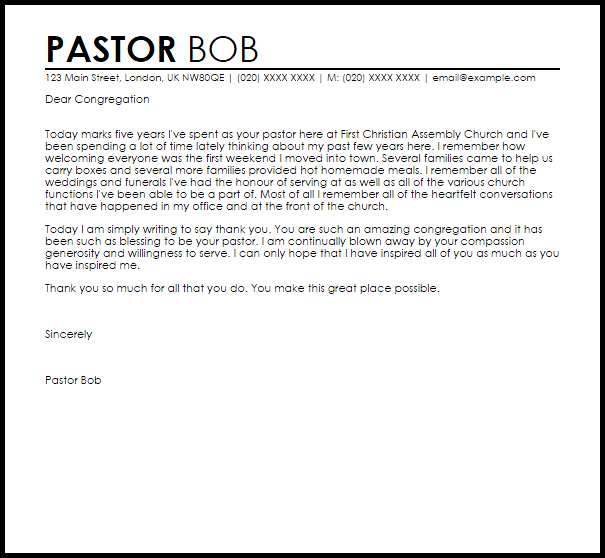 application letter for pastor work