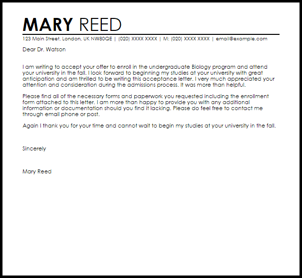 How to write an admission letter