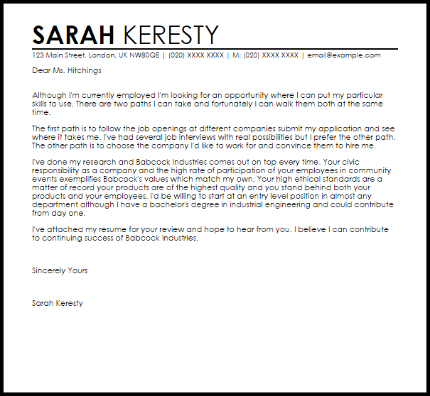 Unsolicited Application Letter | Application Letters | LiveCareer