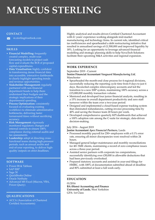 CV created with the LiveCareer CV maker